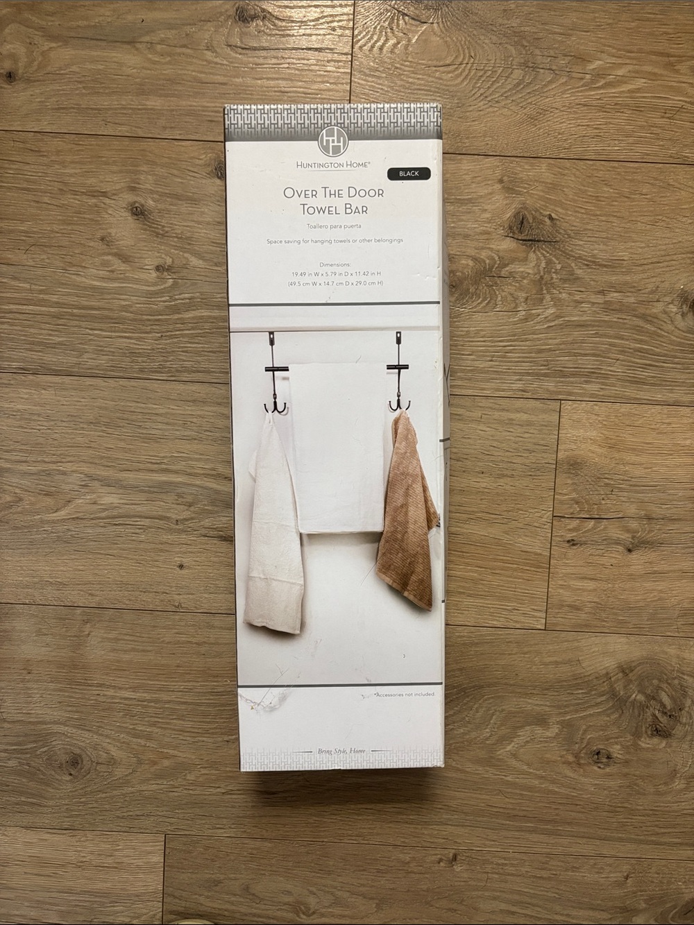 Huntington Home Black Over-The-Door Hook Bar with Dual Towel Hooks